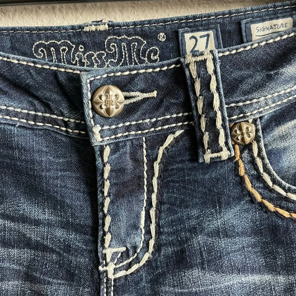 NWOT Miss Me Dark Wash Skinny Stitch Jeans Size 27 Style JS5014S195